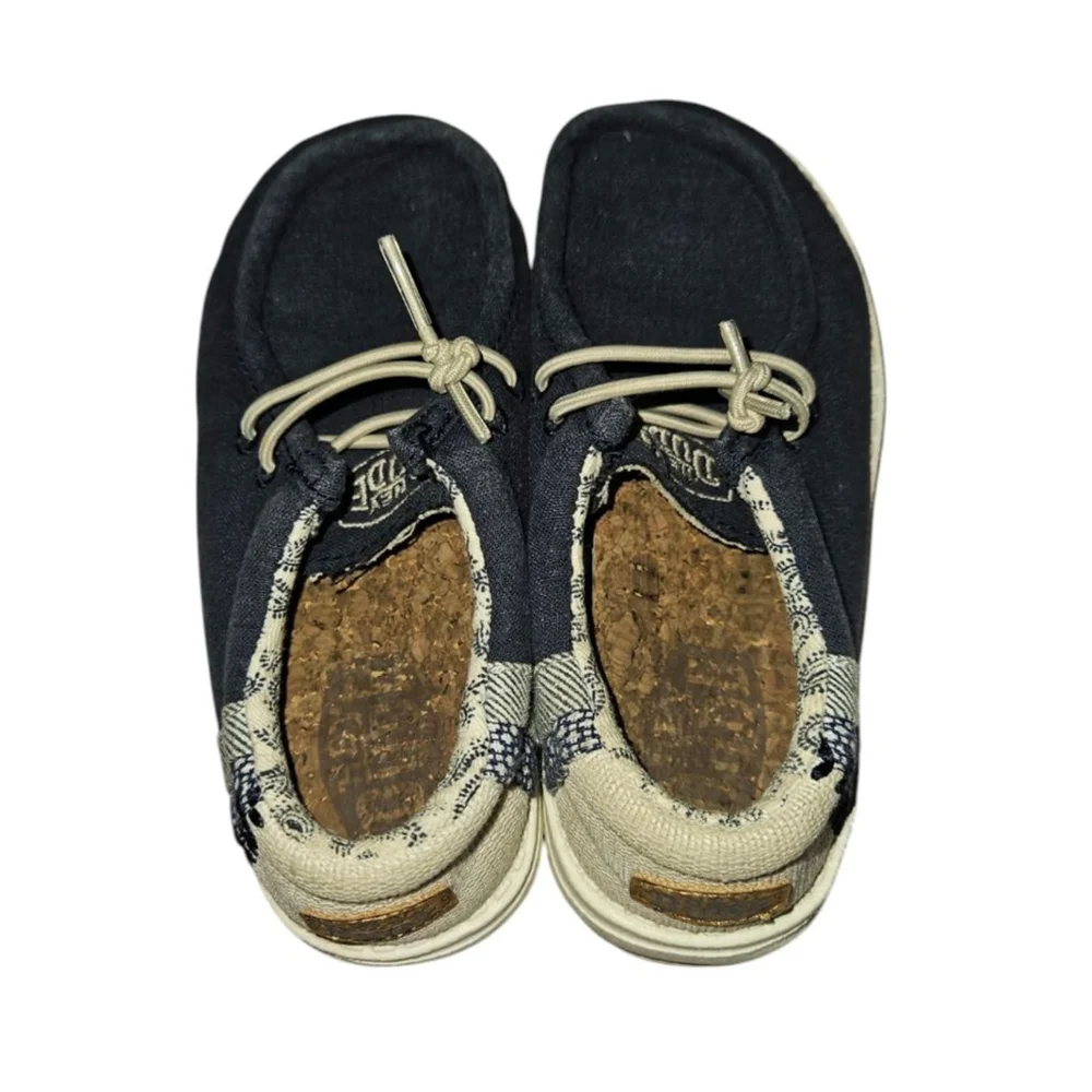 Hey Dude Wally Toddler Break Stitch Navy Blue Slip on loafers SZ 9